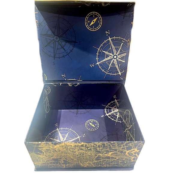 World Map Keepsake Box in Navy and Gold - Picture 6 of 12